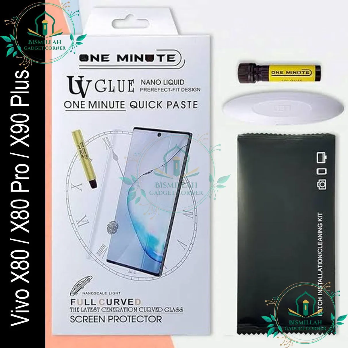 Premium UV Tempered Glass for Vivo X80/X80 Pro/X90 Plus, Curved Screen Protector with Liquid Glue, UV Light & Crystal Clear Transparent Protection