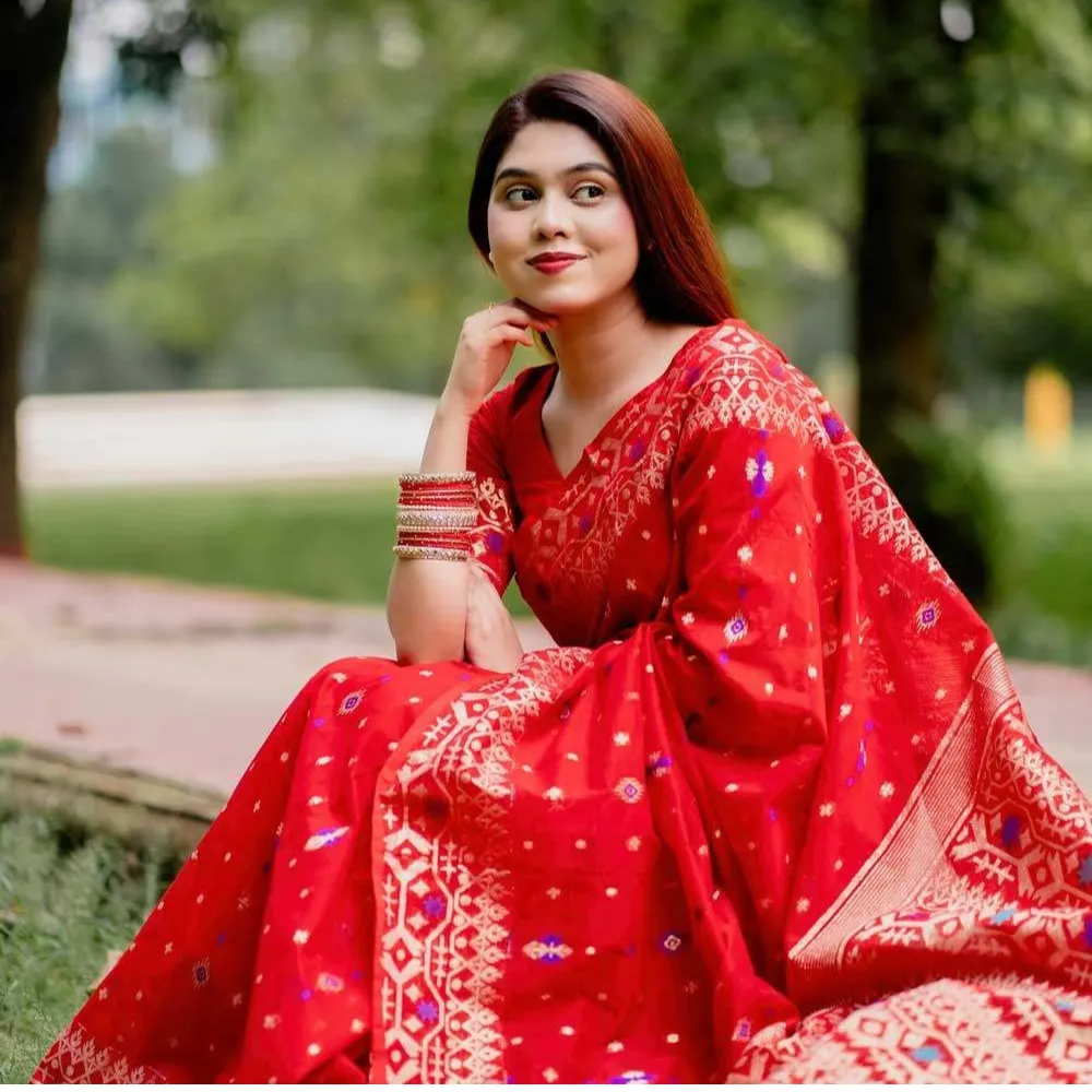 Red Jamdani Saree শাড়ি