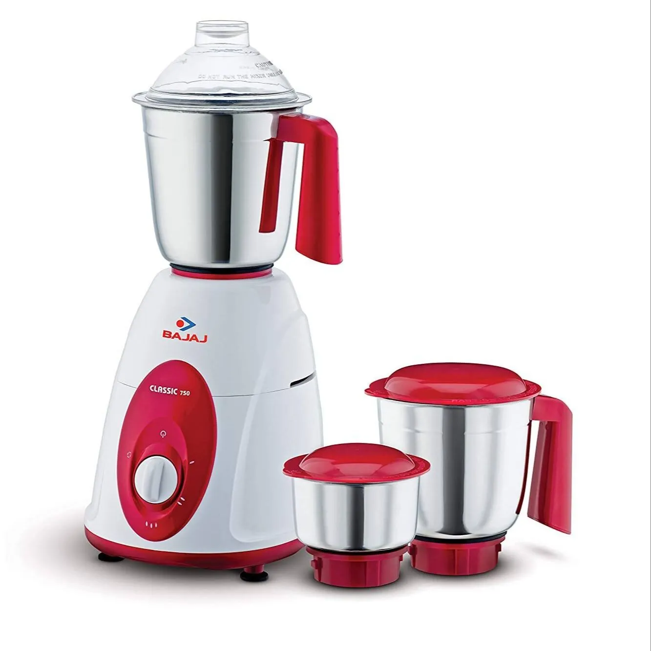 Bajaj Classic 750 W Mixer Grinder with 3 Jars - White and Maroon