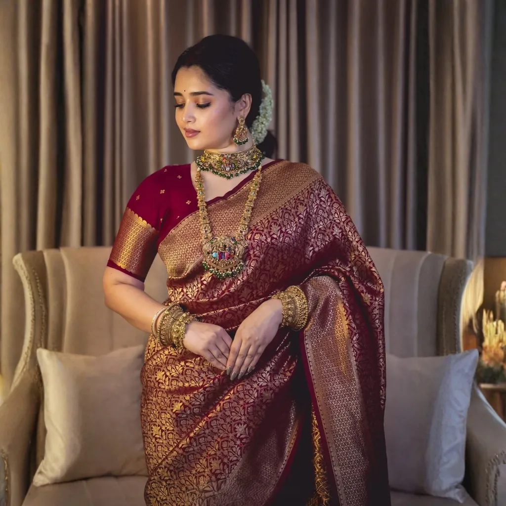 Royal Maroon Premium Banarasi Saree