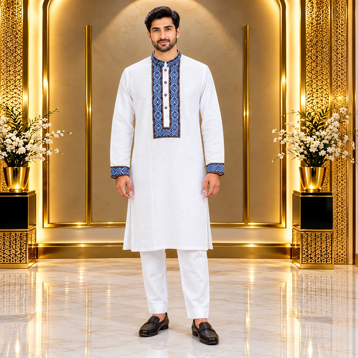 Pakistani Crepe Fabric Panjabi White