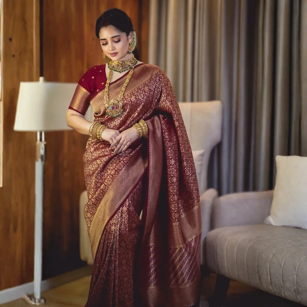 Royal Maroon Premium Banarasi Saree