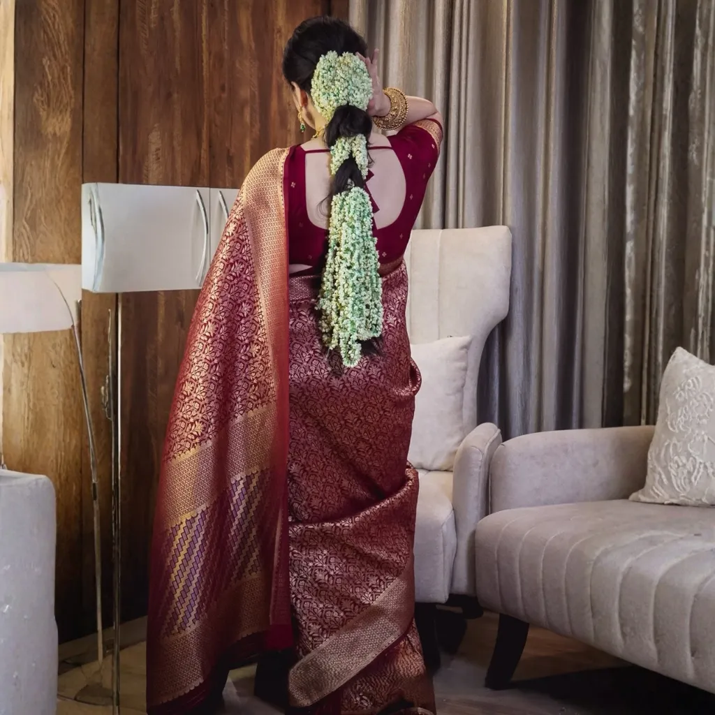 Royal Maroon Premium Banarasi Saree
