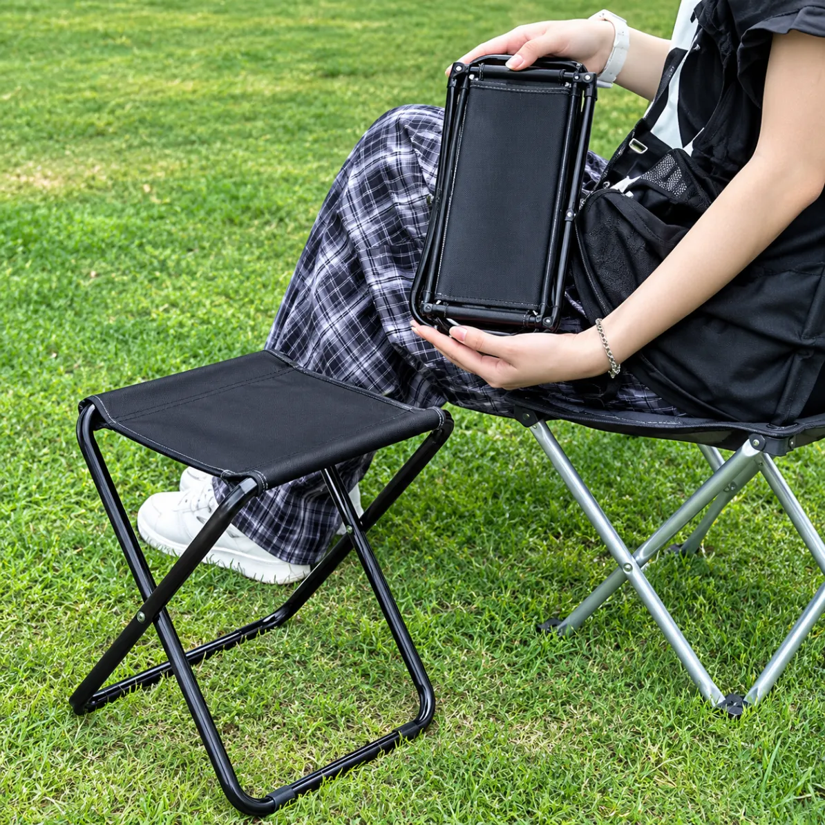 Camping Stool Portable Chair Mini Folding Stool Black colour