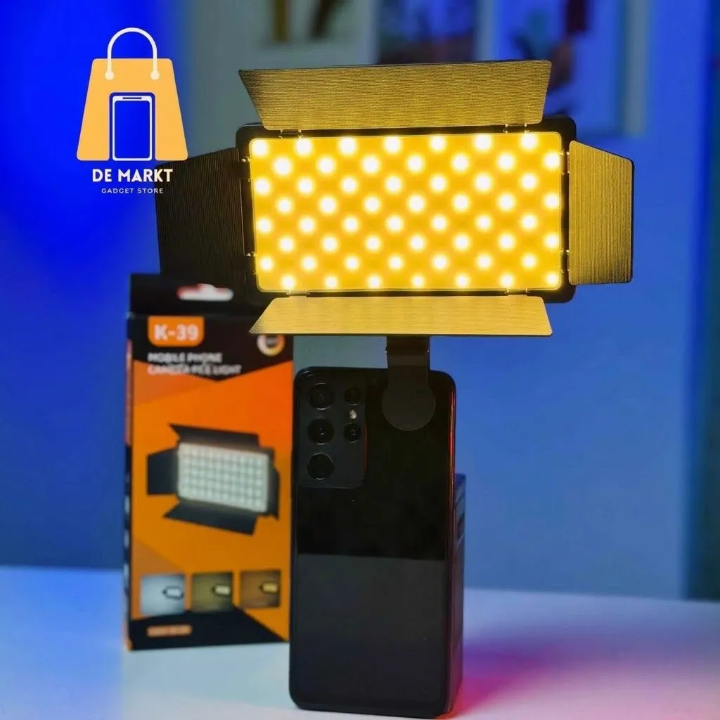  K-39 RGB Fill Light for Mobile Phone Camera, Adjustable Brightness, Multi-Color Rechargeable LED for Photography, Video & Live Streaming