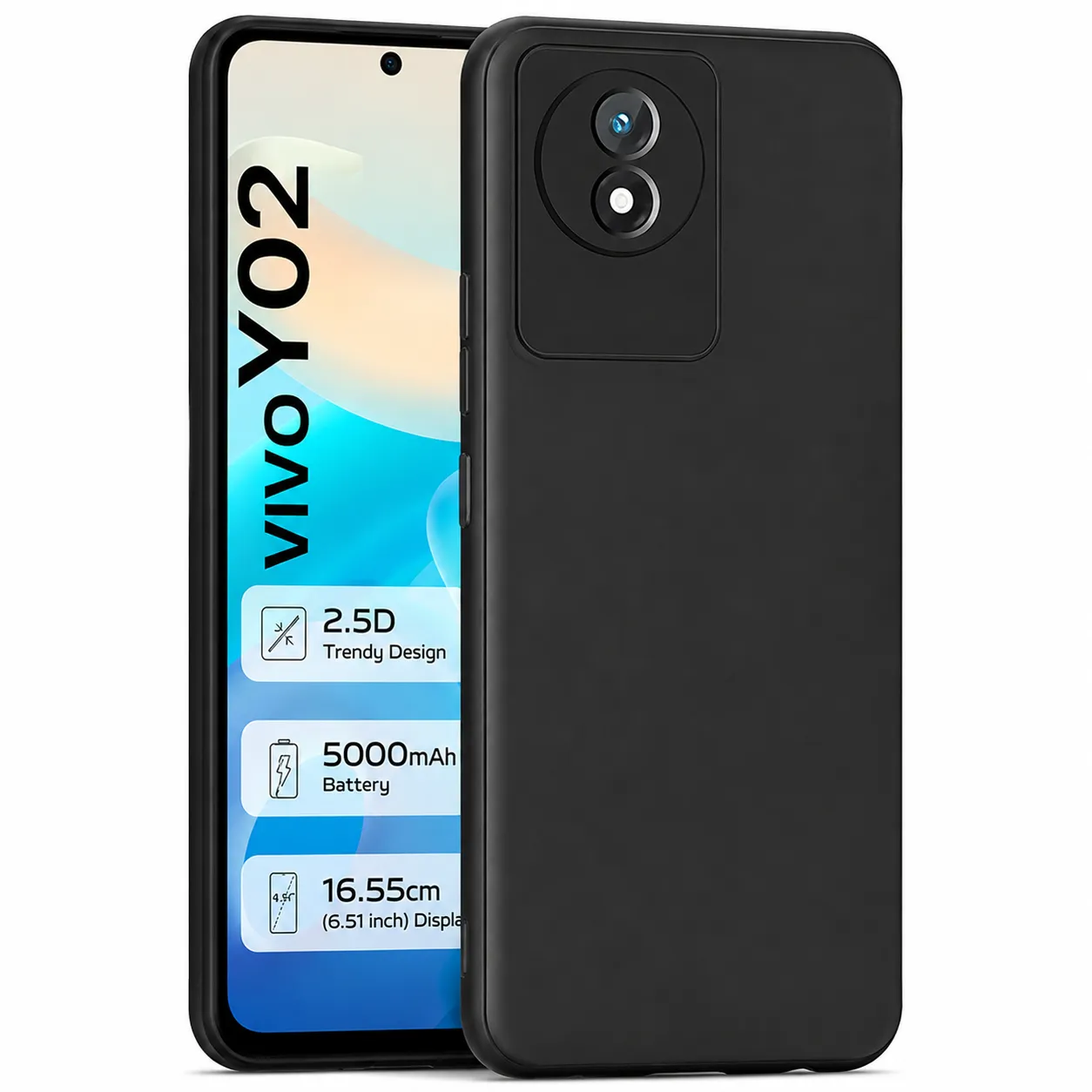 Matte Protective Lens Flexible Back Cover for Vivo Y02 Y02A Y02T 