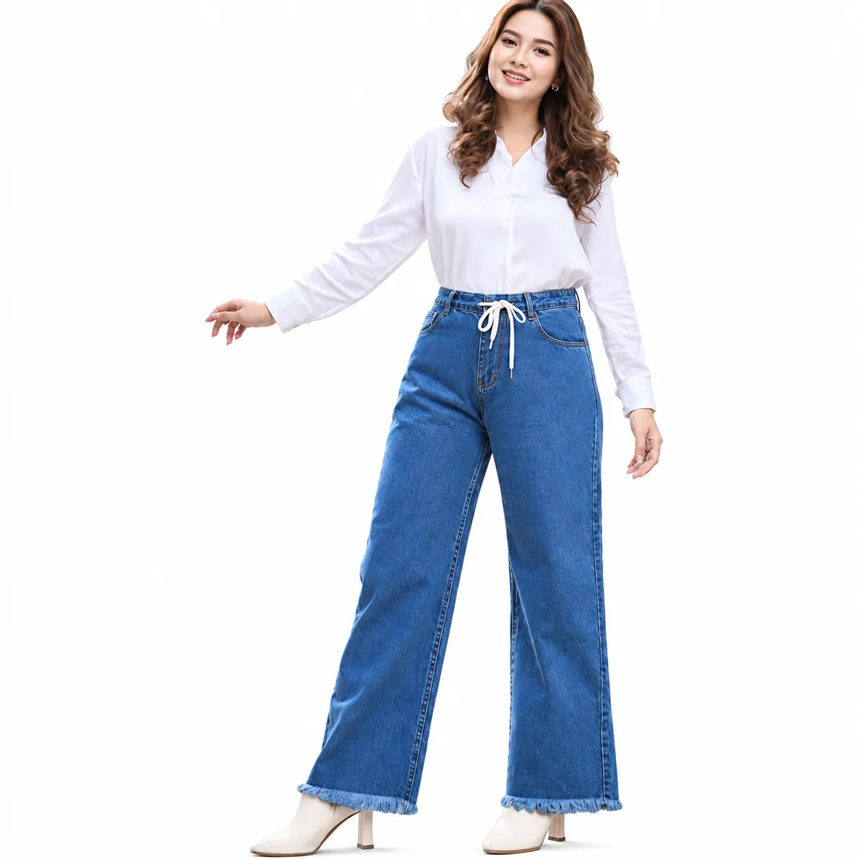 Women’s Deep Blue Denim Jeans Palazzo