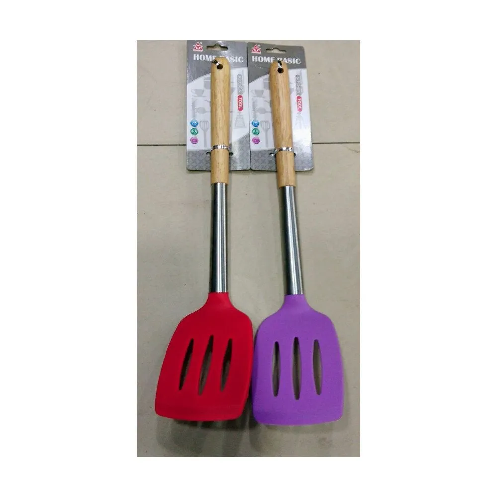 Silicon & Wood Spatula - Multicolor