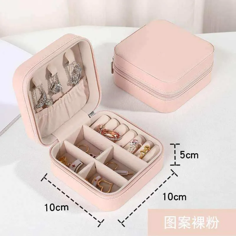 Portable Jewelry Storage Box, Travel Storage Organizer, Jewelry Case Earrings Necklace Ring Jewelry Organizer Box