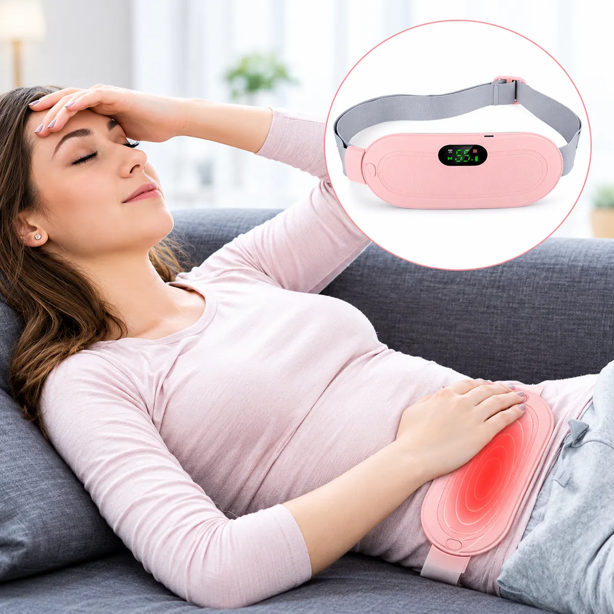 Heating Pad for Period Cramps and Vibration Slimming Massage Belt for Waist Comfort, Relaxation, and Everyday Body Care