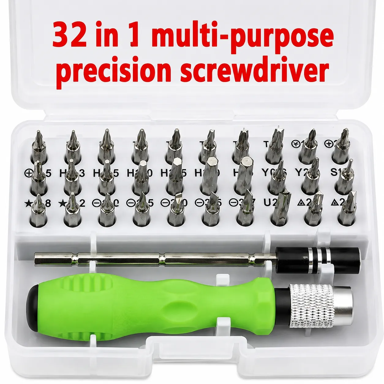 32 in 1 Mini Screwdriver Bits Set with Magnetic Flexible Extension Rod For Home Appliance Repairing Preparations