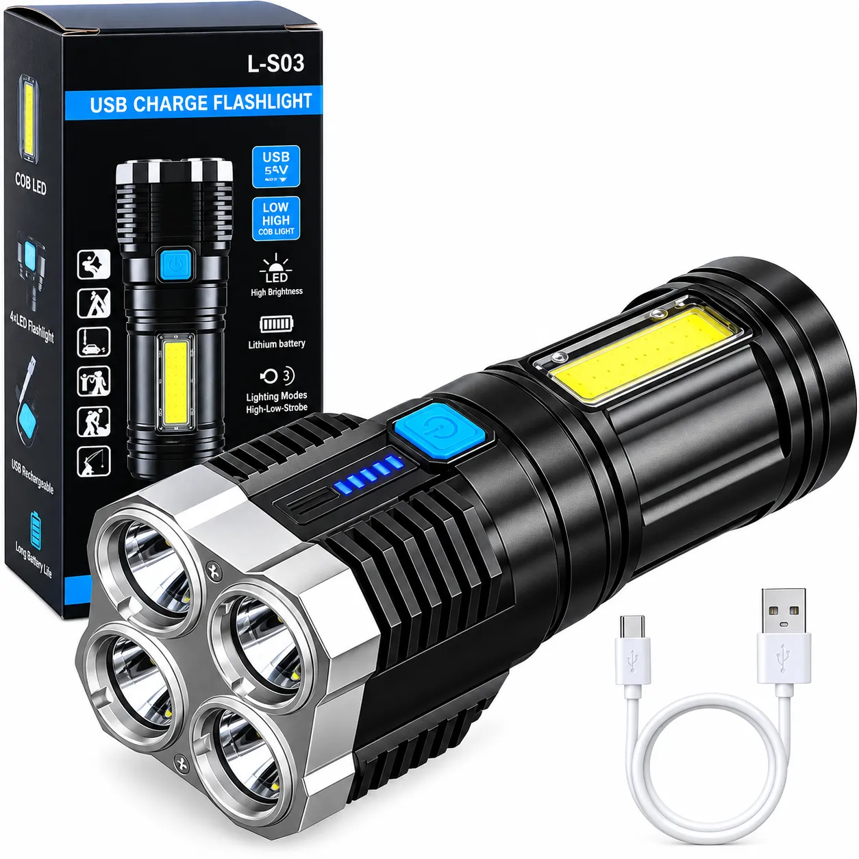 3 LED Torch Light for Bright Illumination, Outdoor Activities, Camping, Travel, and Emergency