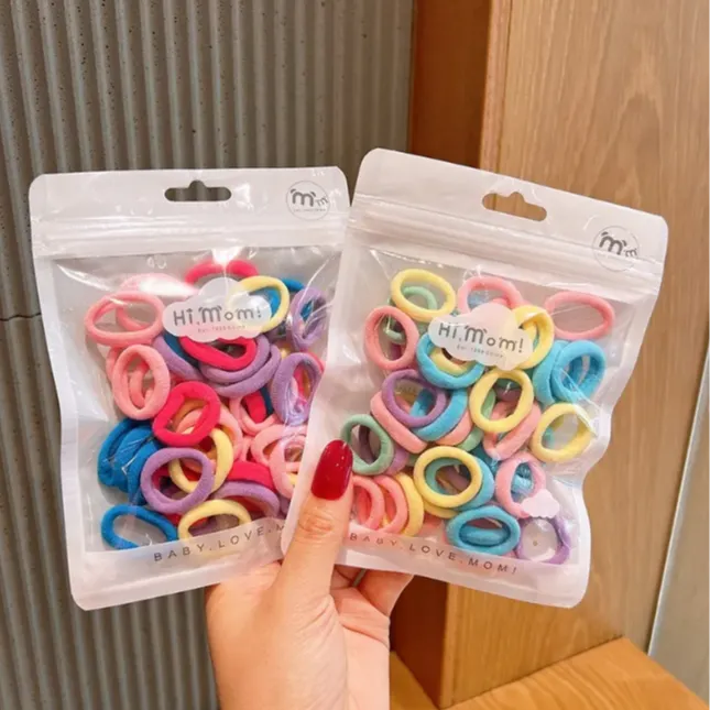 50 Pcs Elastic hair bands Color Rubber hair ties for kids