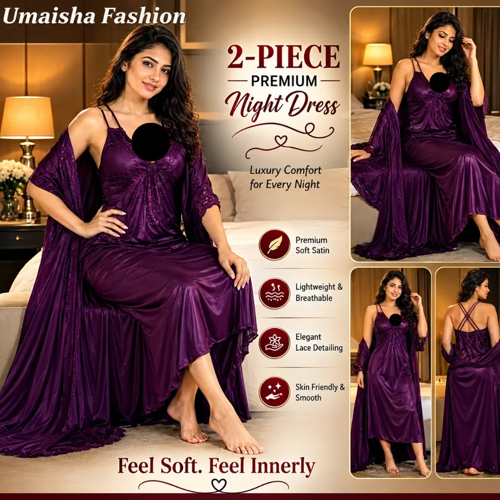 Cross Belt Two-Piece Nighty Set – Deep Jam