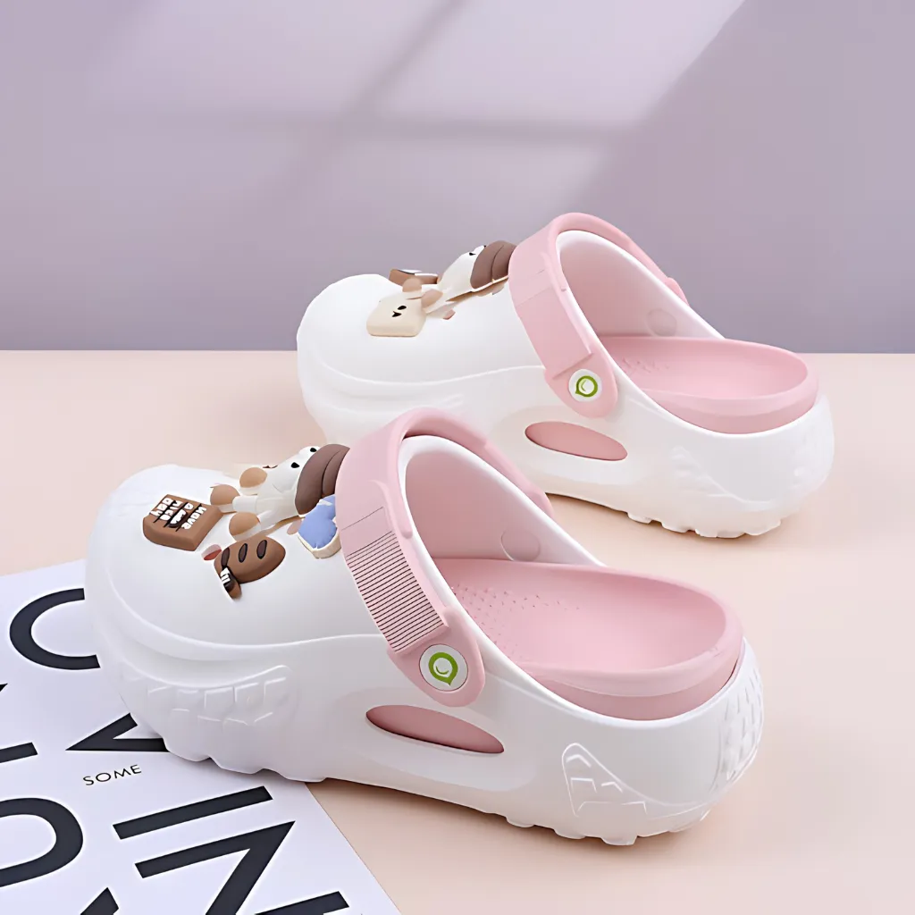 Classic Foam Rubber Side Beach Slippers Garden Women Clogs - White