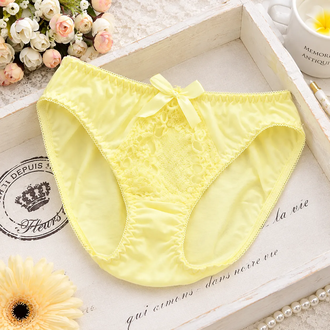 Imported Love Jul Yellow Bra Panty Set for Women & Girls'