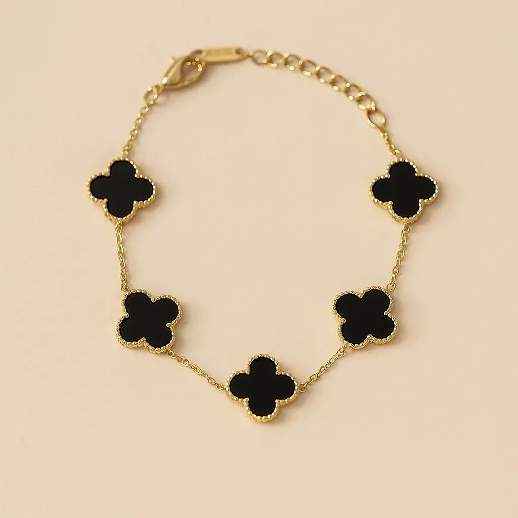 Premium Black Clover Gold Bracelet