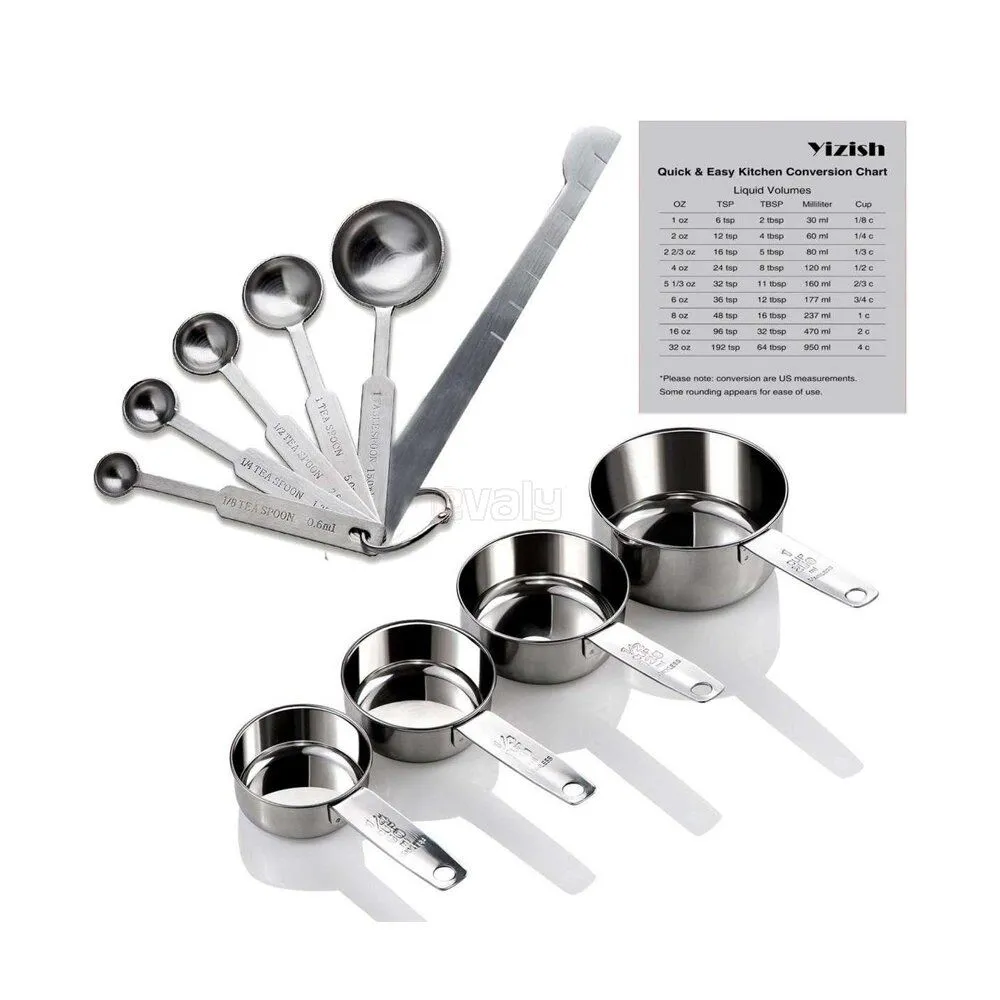 Stainless Steel Measuring Cups and Spoons