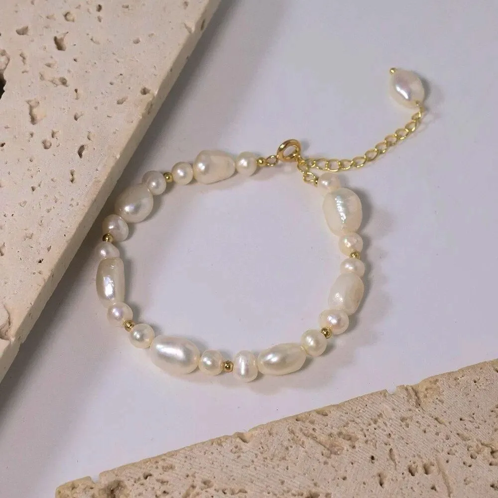 Rice And Round Pearl Combination Bracelet