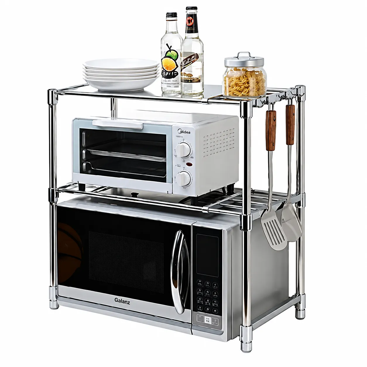 Microwave Oven Storage Racks - Silver