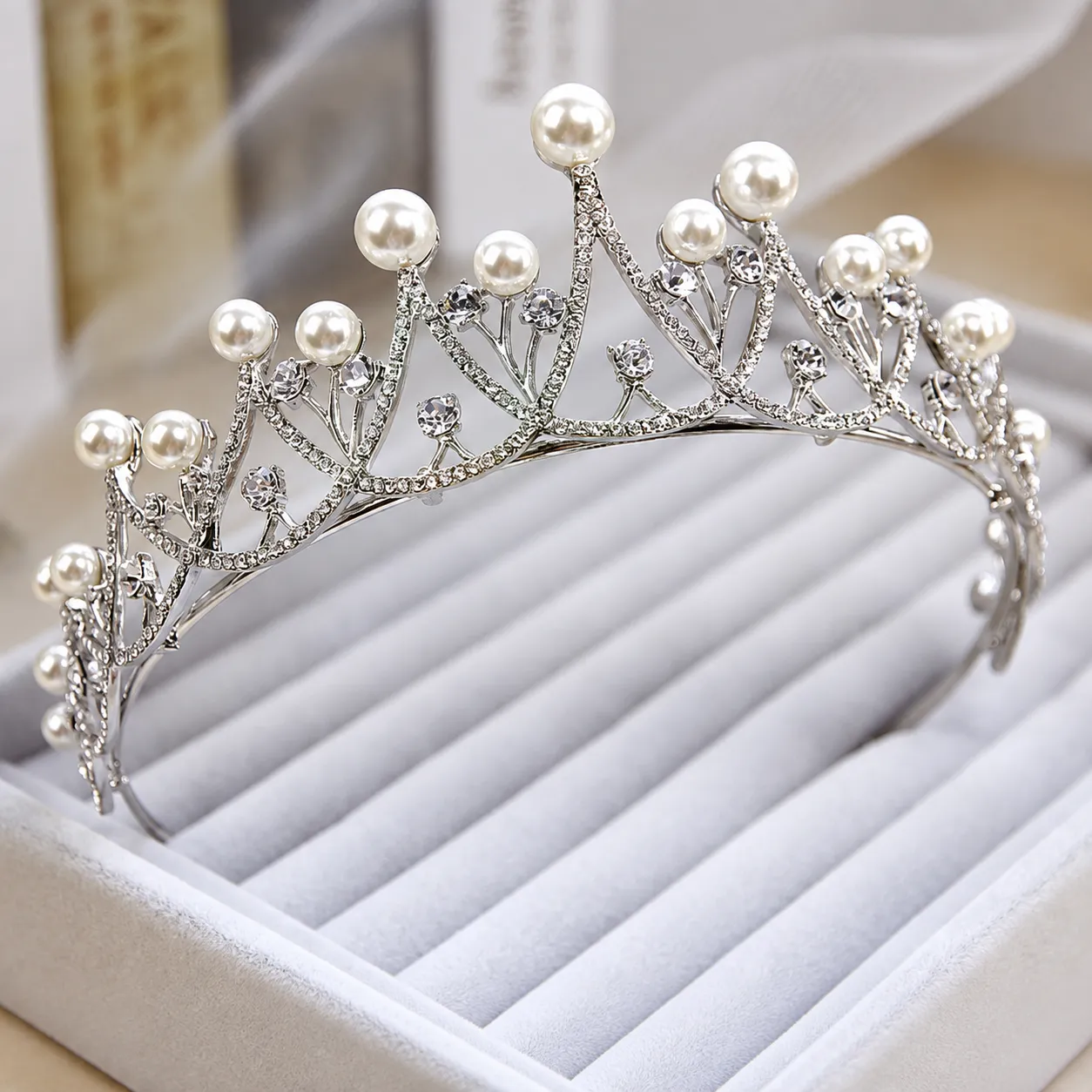 Pearl Crystal Wedding Bridal Tiara Crown Rhinestone Headbands Hair Hairband