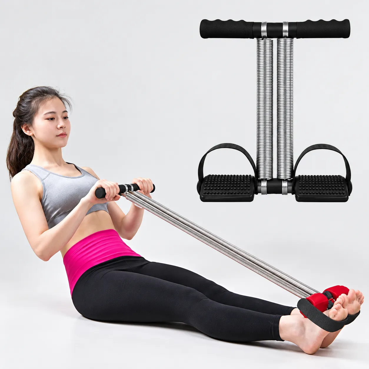 Double Spring Tummy Trimmer for Abdominal Exercise, Core Strength Training, and Home Fitness Workouts.