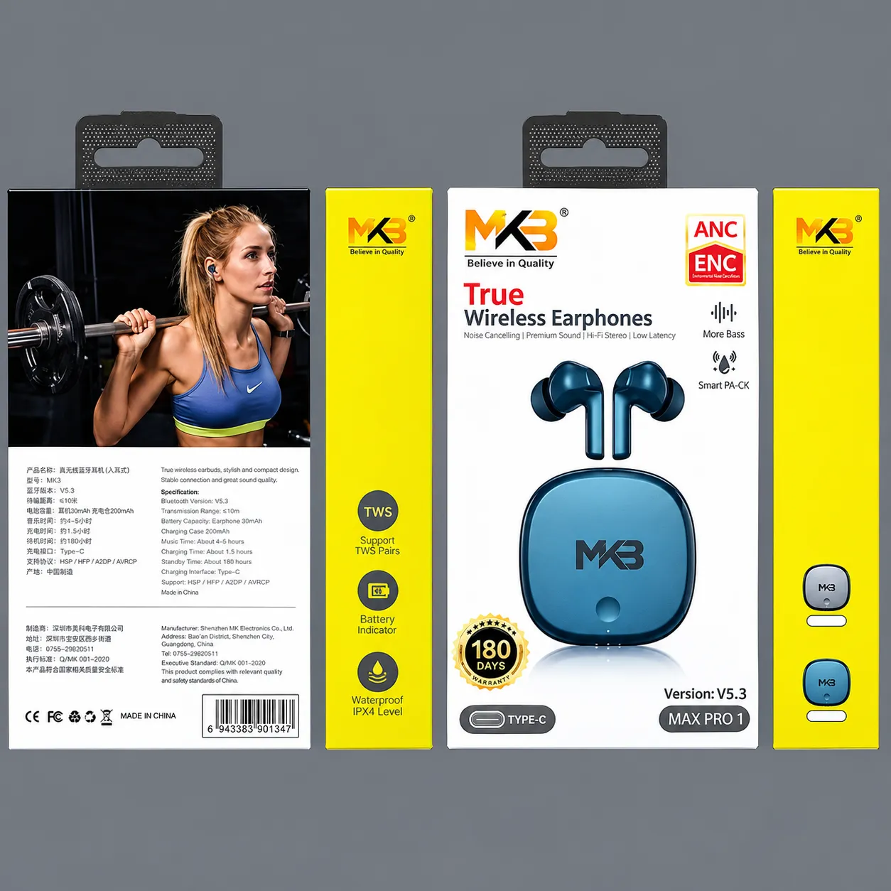 MKB Max Pro 1 ANC +ENC(Dual Mic) True Wireless Earphones