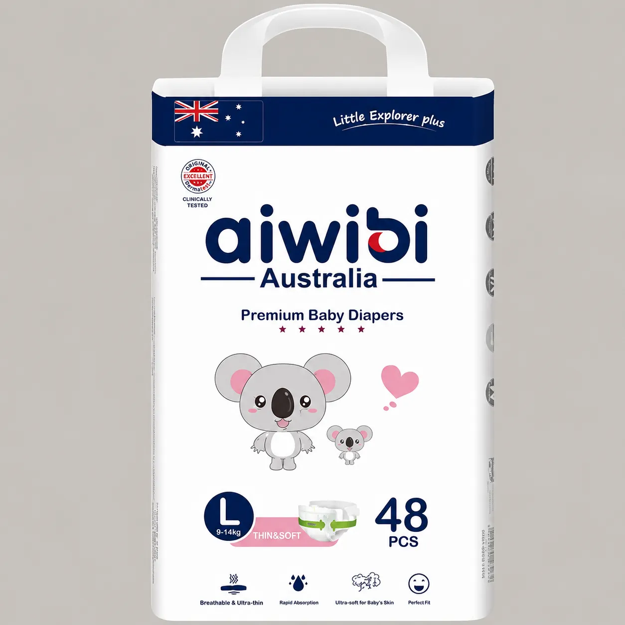 Aiwibi Australia Premium Baby Diapers L (9-14KG) 48pcs