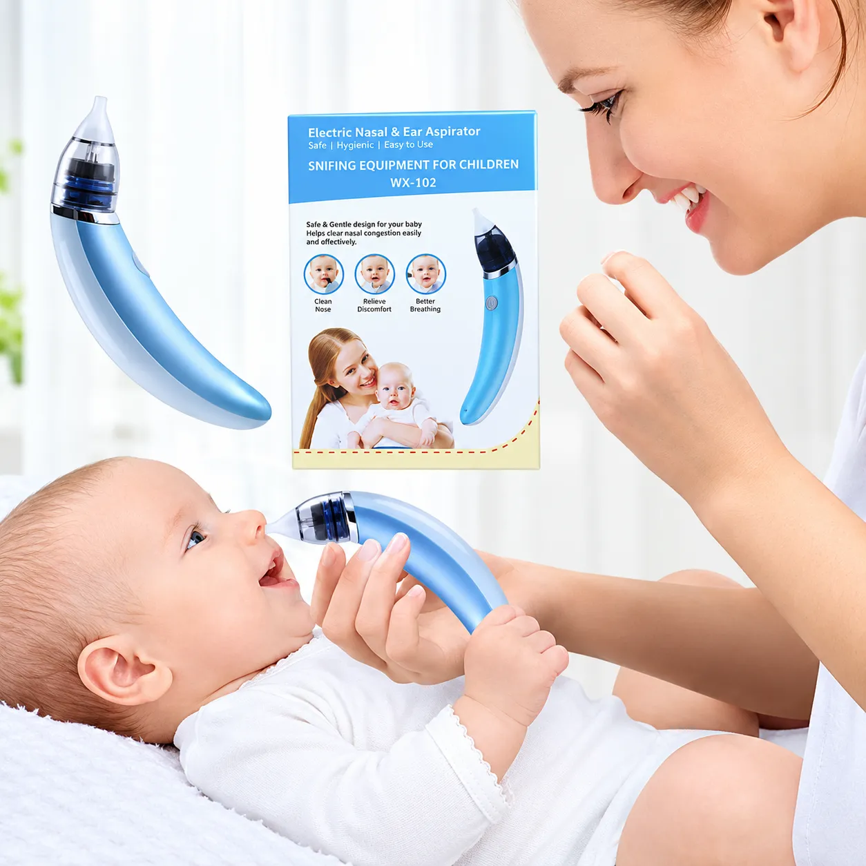 Children's Nose Cleaner and Nasal Aspirator for Gentle, Convenient Nasal Care at Home and While Traveling