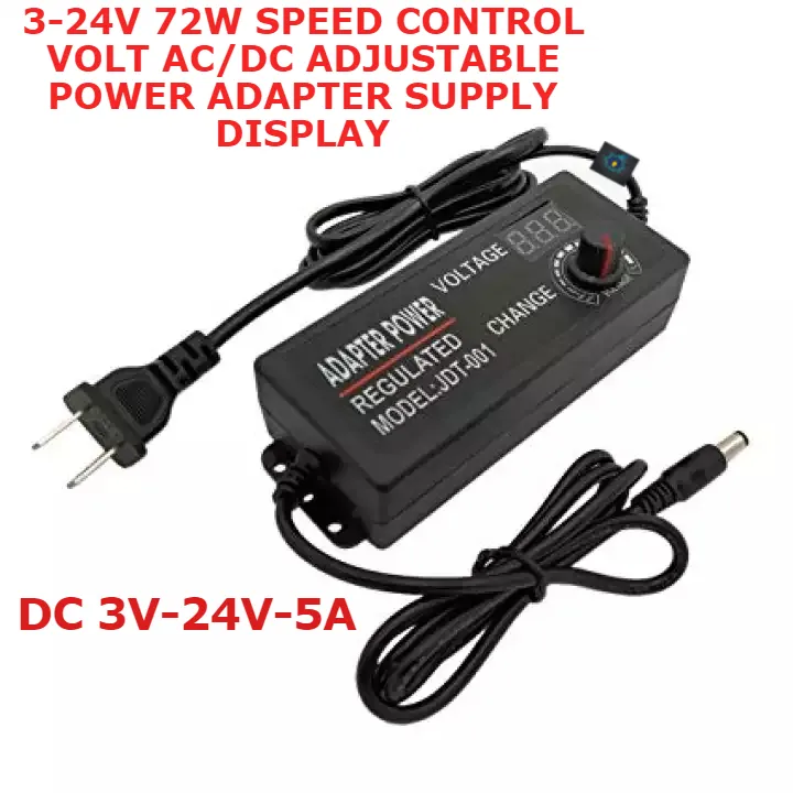 Universal Adjustable AC To DC 3V-24V 5A Power Adapter Voltage Regulated EU Plug 100v-240v 50/60Hz
