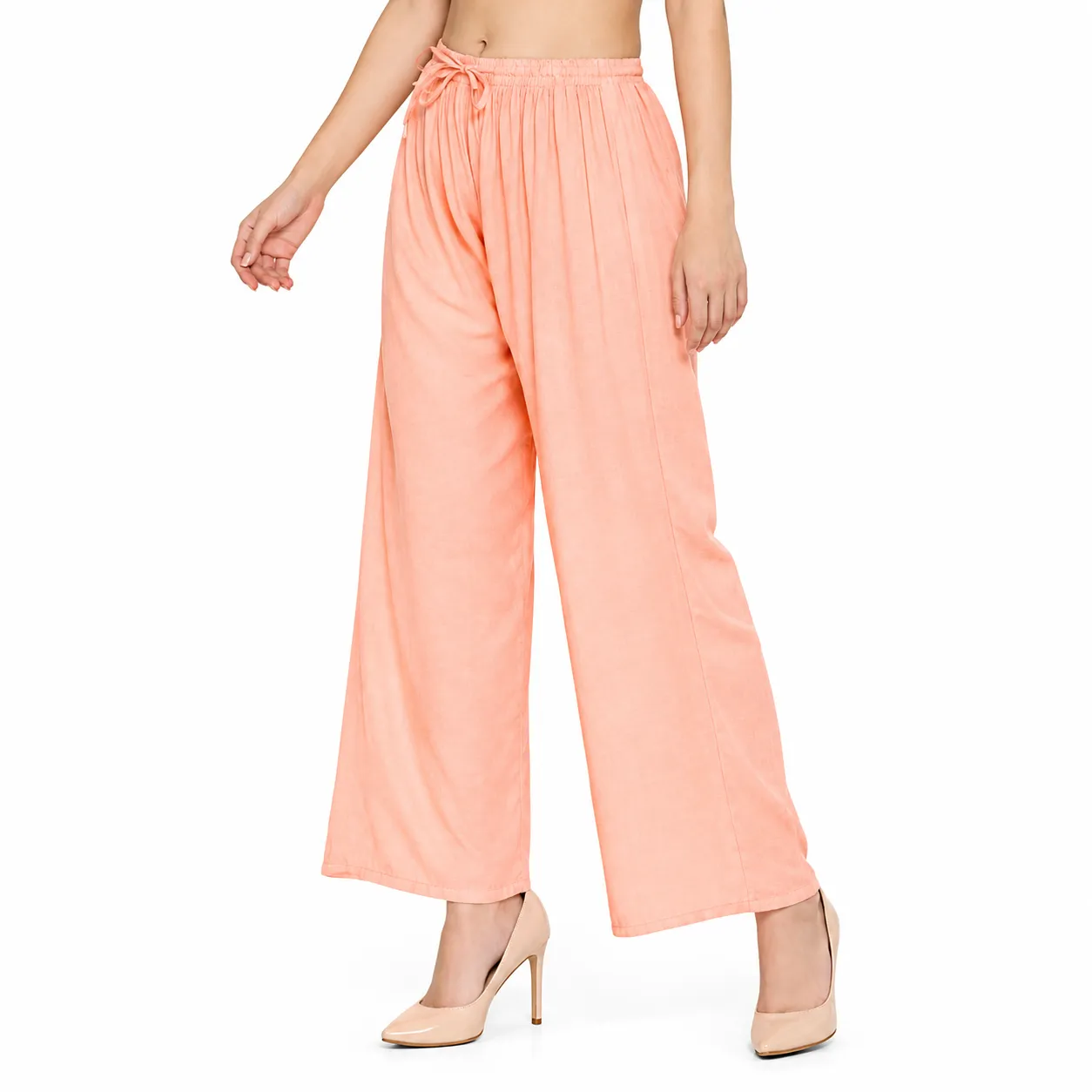 Women’s Melon China Linen Solid Palazzo