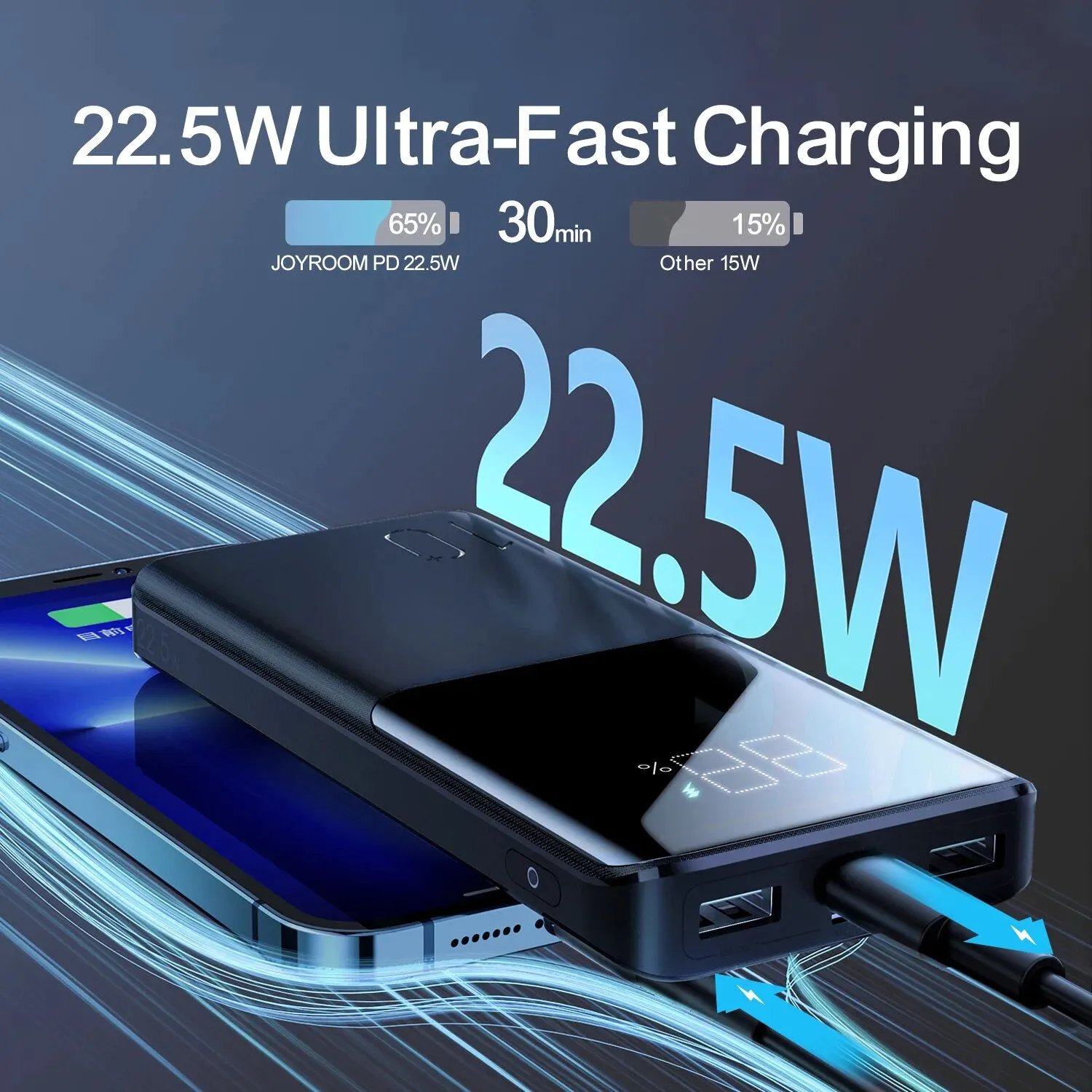 Joyroom JR-QP191 10000mAh 22.5W LED Display Battery Status Monitoring Power Bank