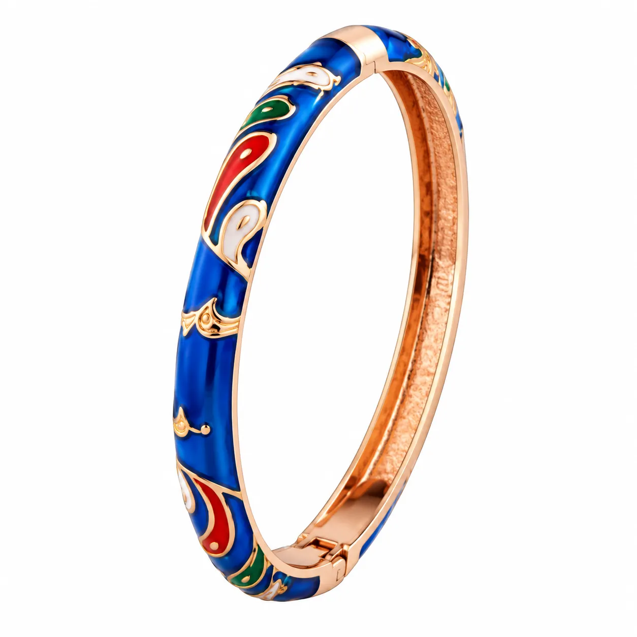 open-style enamel floral bangle