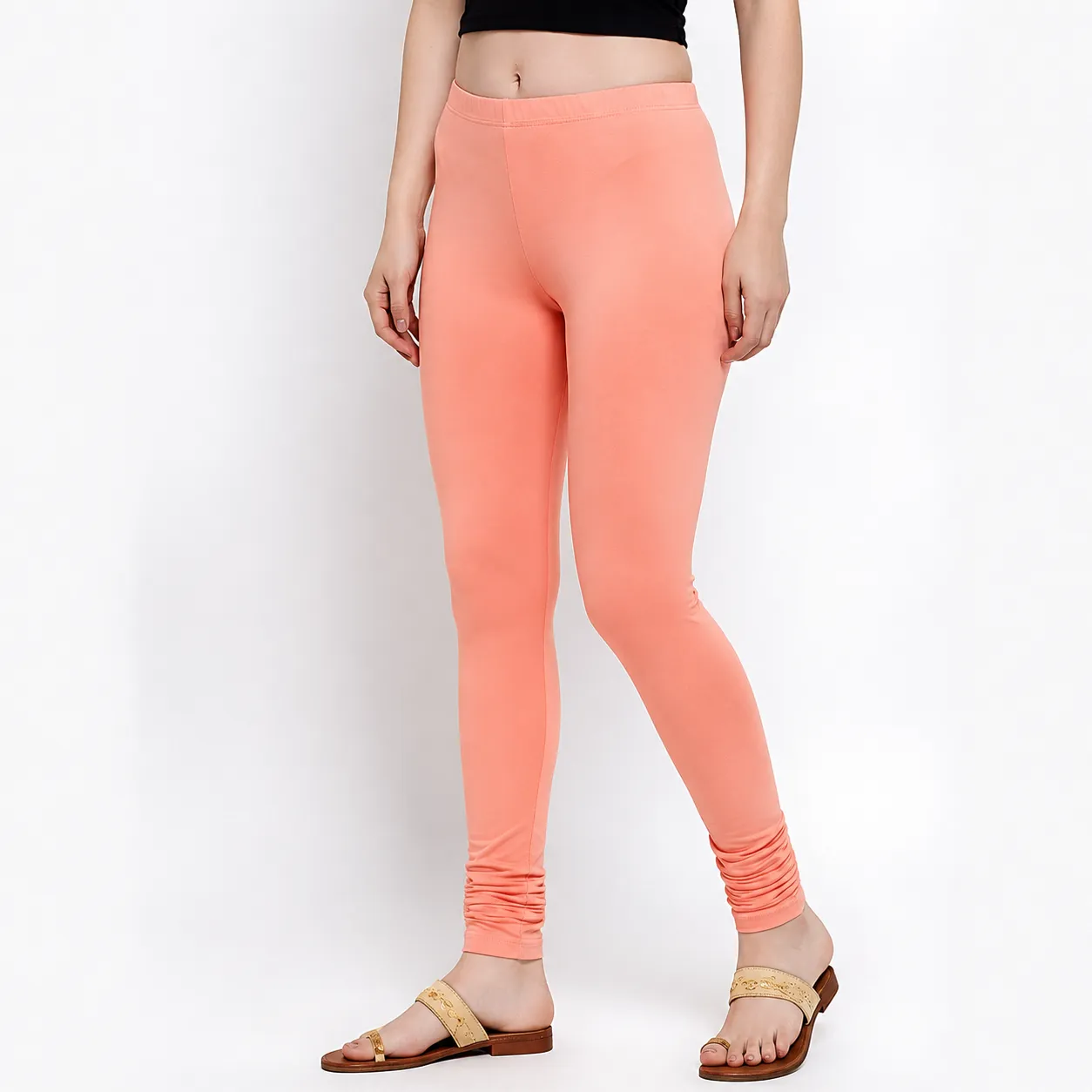Blush Stretchable Ankle-Length Cotton Leggings