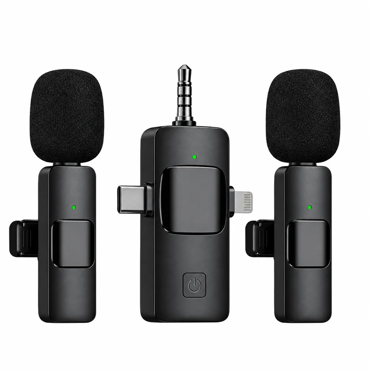 3 in 1 K35TI Wireless Dual Microphone for iPhone, Camera