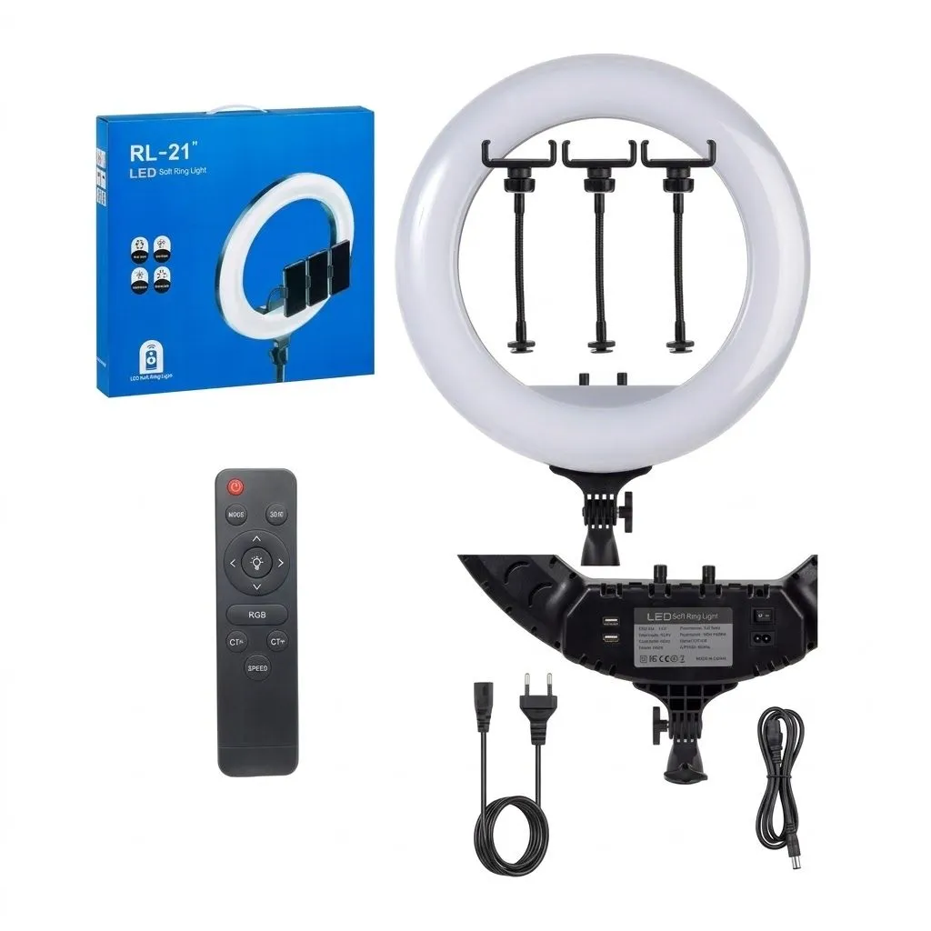 RL-21 Inch LED Ring Light with Stand & Mobile Holder | Professional Photography & Video Lighting Kit | Adjustable Brightness & Color Temperature