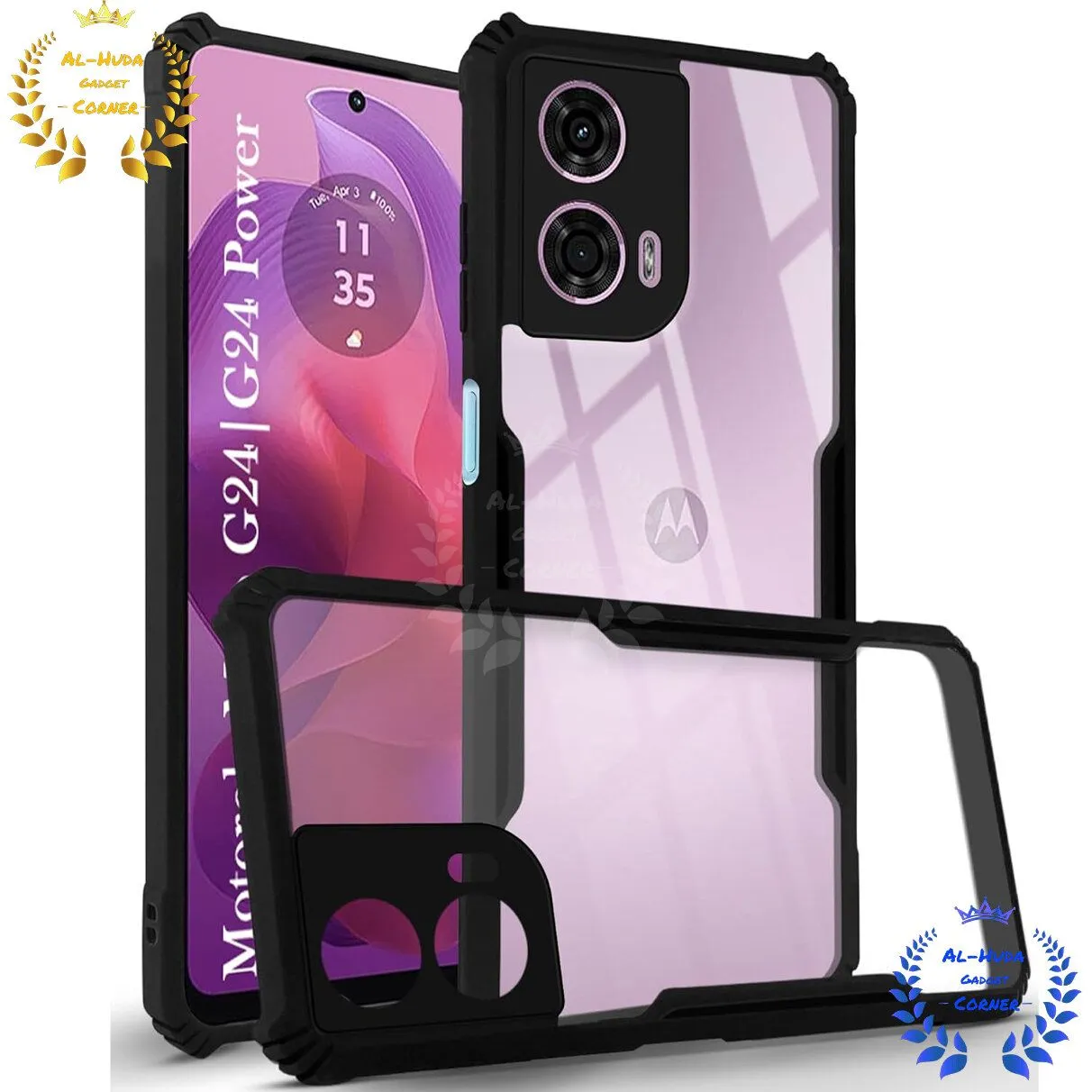 Shockproof Transparent Silicone Case for Motorola Moto G24/G24 Power, Slim Flexible Back Cover with Soft Lining, Matte Lens Protection & Full Body Bumper.