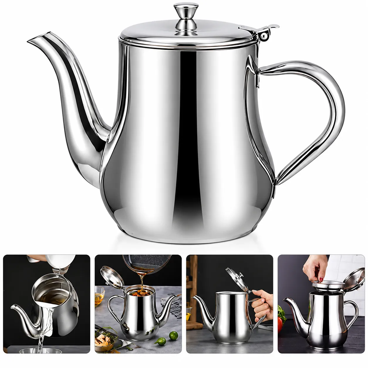Stainless Steel Oil Strainer Jug with Filter