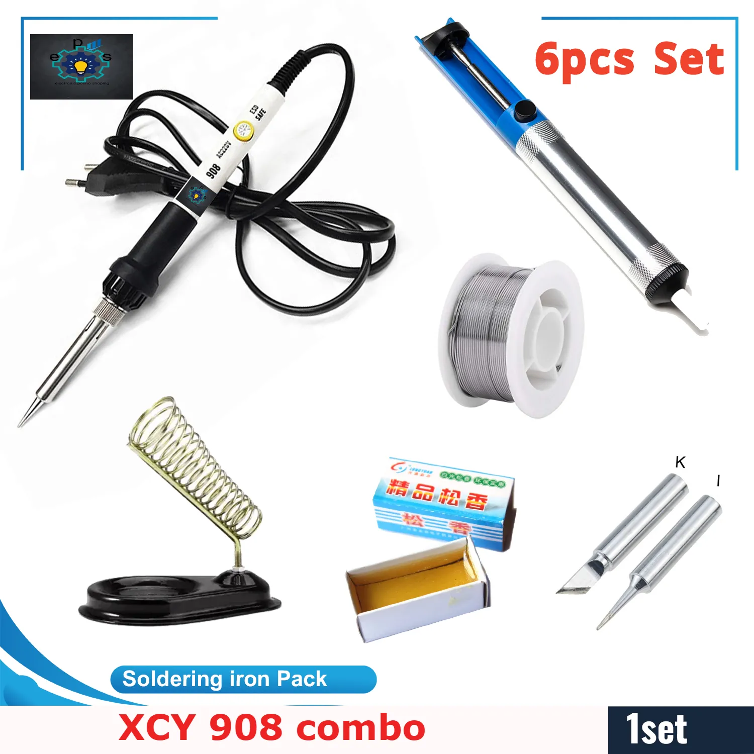 60W Soldering Iron Xcy 908 Adjustable Soldering Iron Combo- 6Pcs Set - Soldering Iron