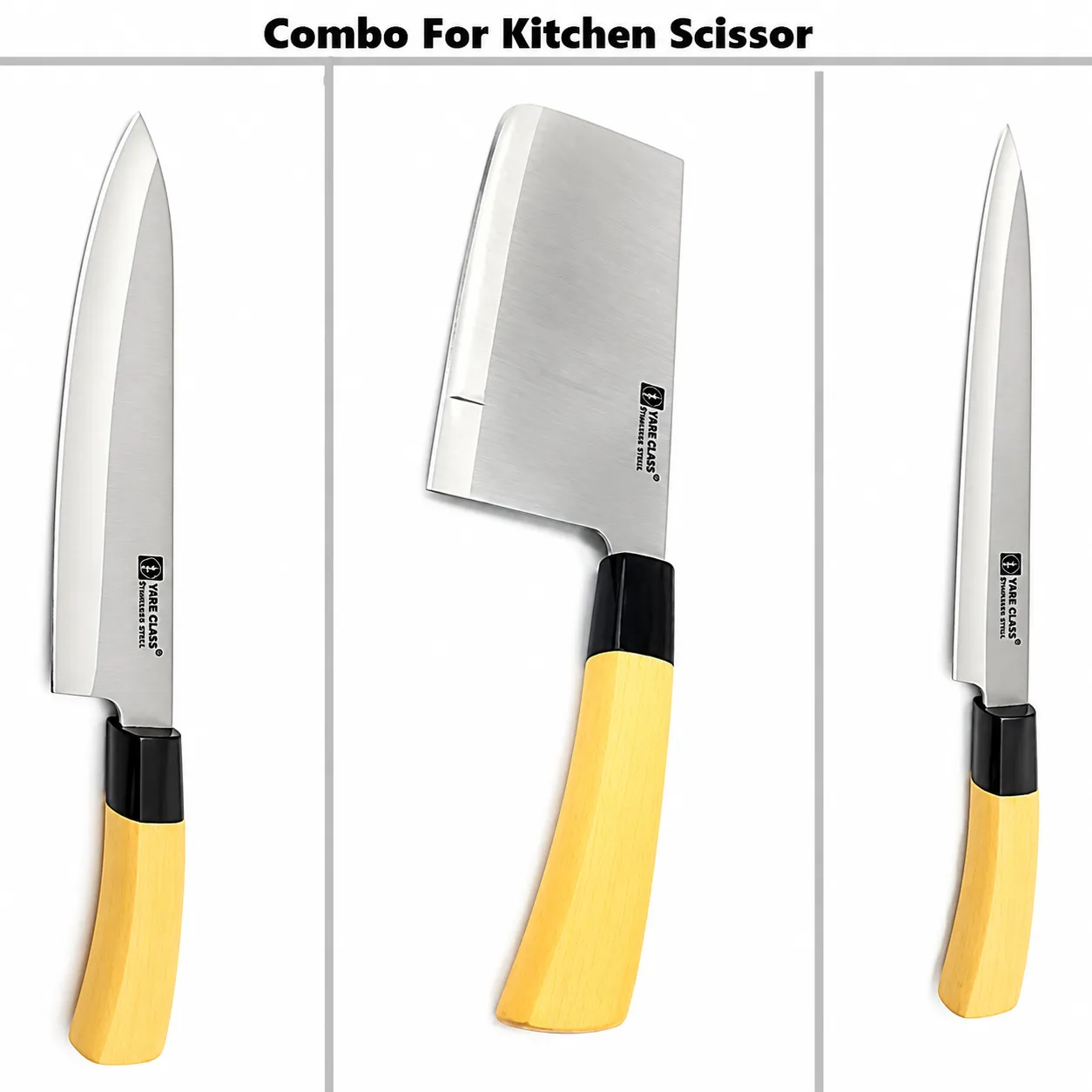 3 Pcs Kitchen Knife Combo - Silver