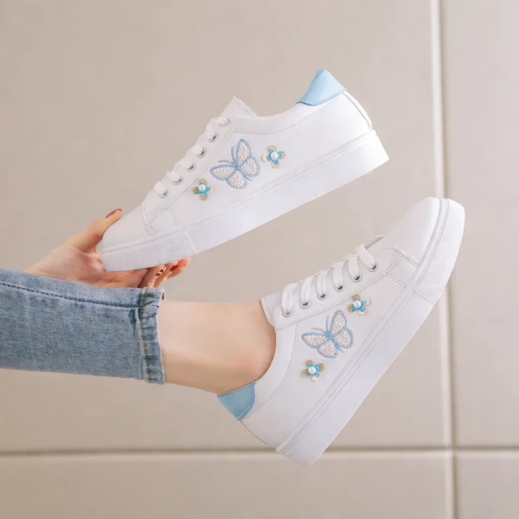 Ladies Butterfly Print Sneakers