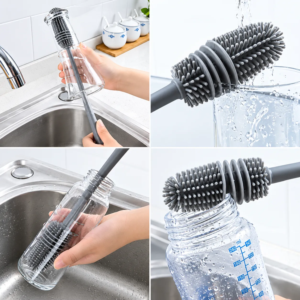 Silicon bottle cleaning brush