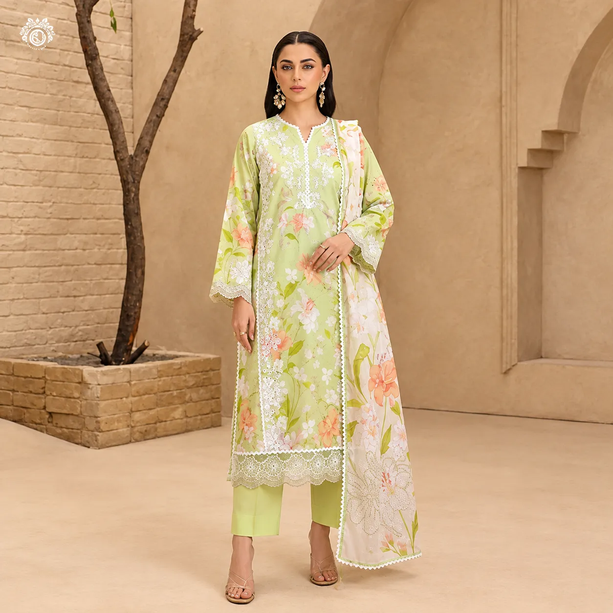 3-Piece Unstitched Embroidered Dress (Shirt, Trouser & Dupatta