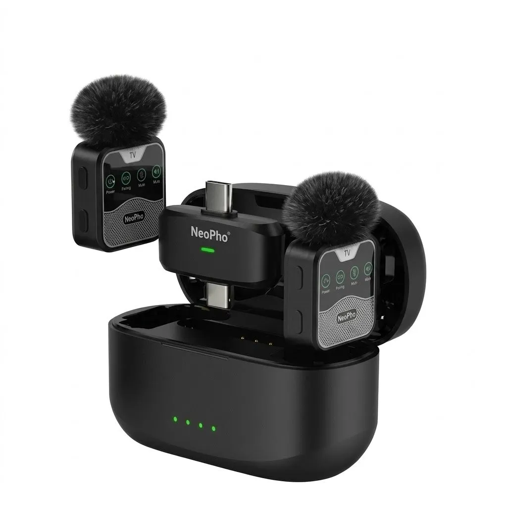 De Markt NP-60 Wireless Microphone with Noise Reduction, 20M Range, Plug & Play for Android, iPhone, YouTube, TikTok and Live Streaming