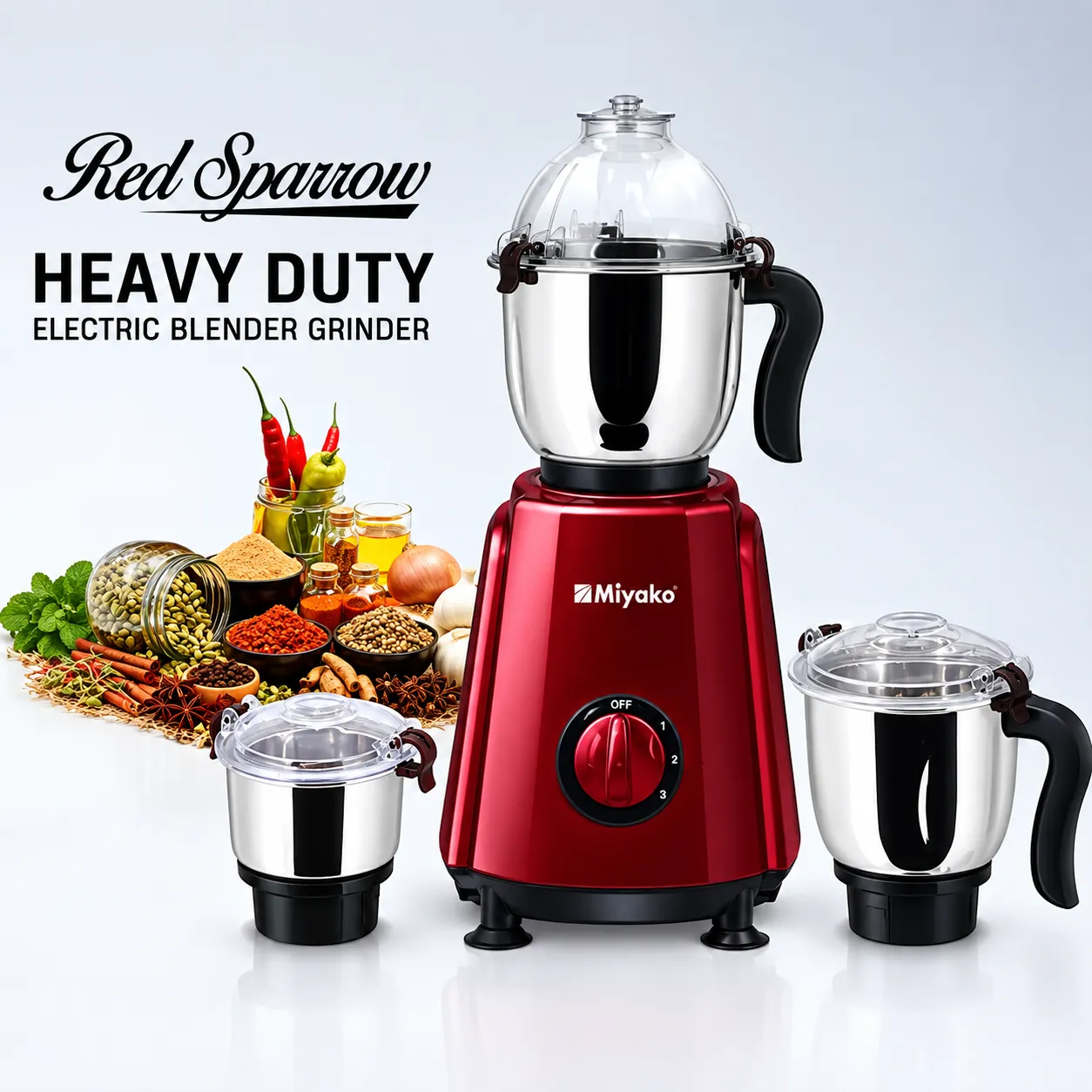Miyako HEAVY DUTY Blender 850 Watt with 3 Stainless Steel Big Capacity Jars