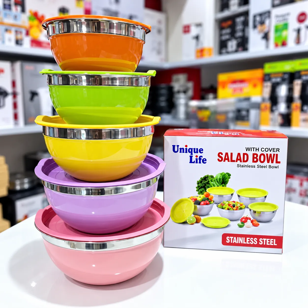 Uniquely Salad bowl WITH COVER 5 PCS Set