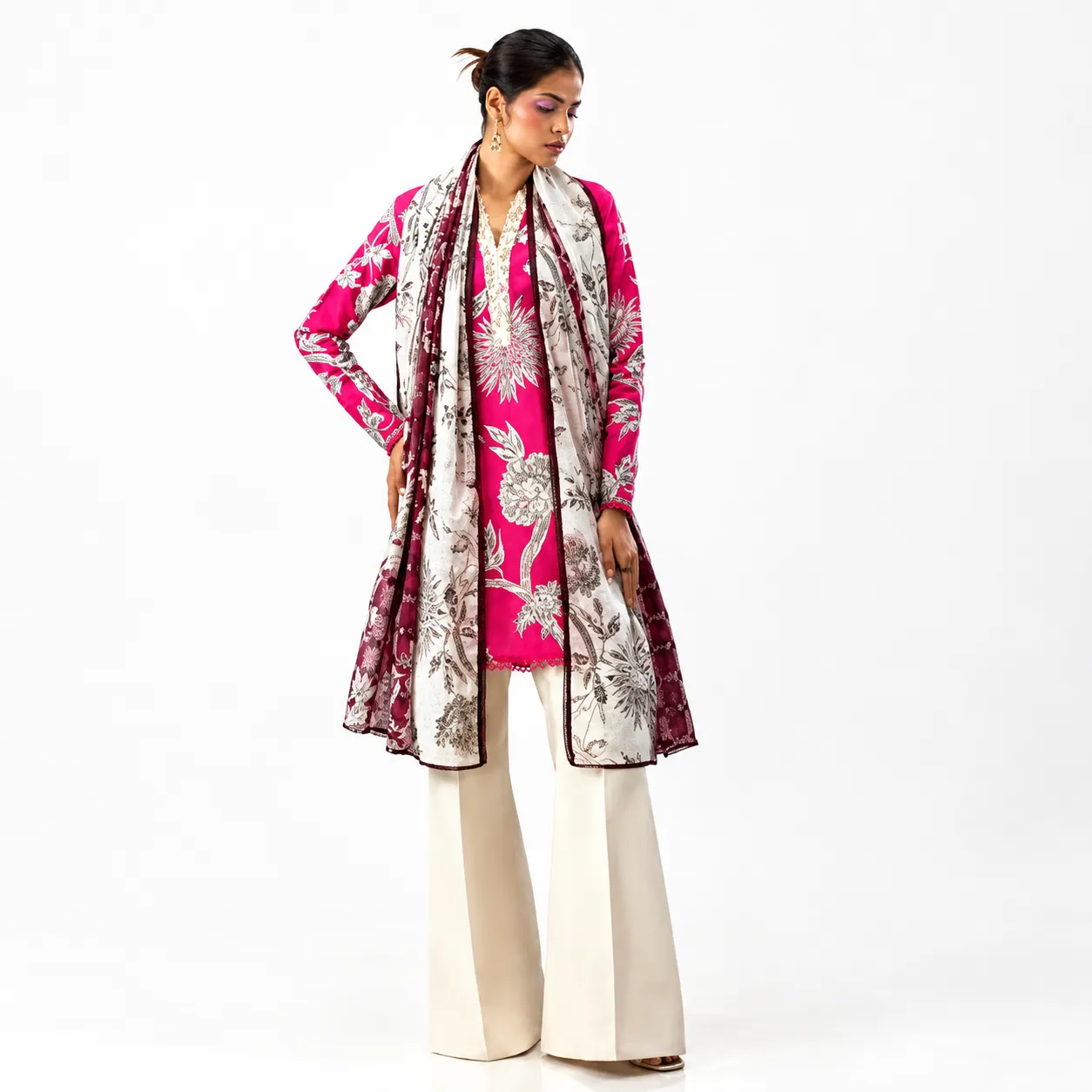 Sana Safinaz Mahay Unstitched Two Piece - Fuchsia Radiance