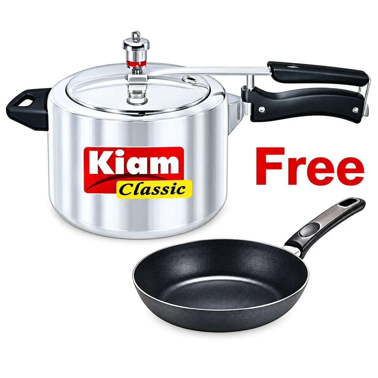 Kiam Classic Pressure Cooker 6.5 Litter with Free Non Stick Fry Pan 14 CM