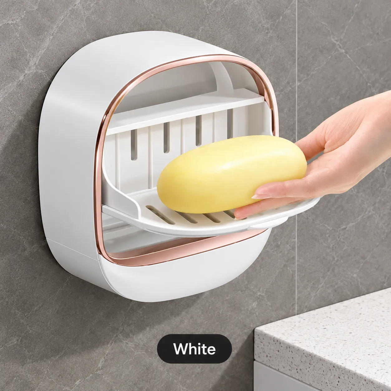 Wall Mounted Soap Holder Soap Box With lid Storage Rack Bathroom Accessories