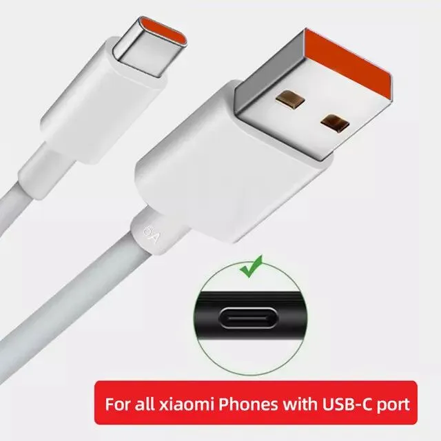 Xiaomi 6A Type-C Cable 33W Fast Charger USB to Type-C 5A Quick Charge